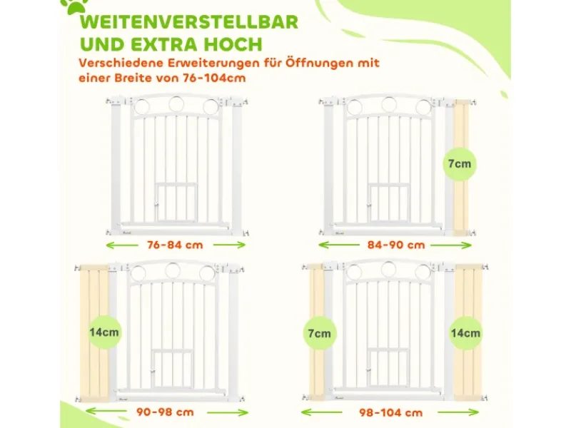 Clearance PawHut Türschutzgitter 76-104 cm Absperrgitter Stahl PA Weiß 76-104L x 77H cm