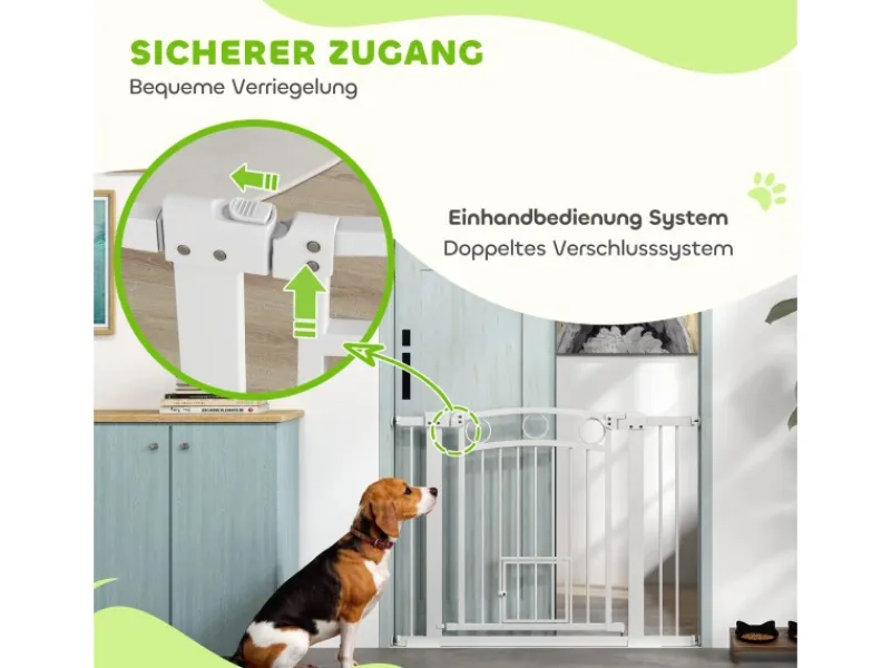Clearance PawHut Türschutzgitter 76-104 cm Absperrgitter Stahl PA Weiß 76-104L x 77H cm