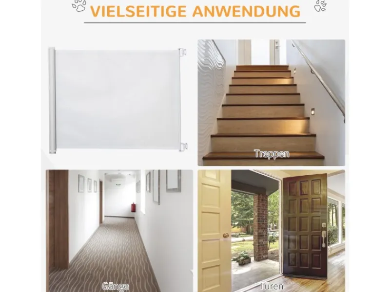 PawHut Türschutzgitter Ausziehbar Rollo 115 x 82,5 cm