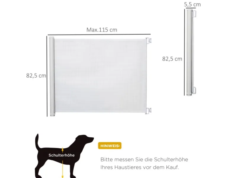 PawHut Türschutzgitter Ausziehbar Rollo 115 x 82,5 cm