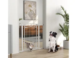 Clearance PawHut Türschutzgitter Stahl Kunststoff Weiß 76-104L x 96H cm