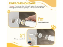 Clearance PawHut Türschutzgitter Stahl Kunststoff Weiß 76-104L x 96H cm