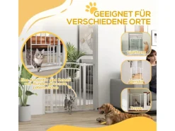 Clearance PawHut Türschutzgitter Stahl Kunststoff Weiß 76-104L x 96H cm