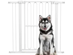 PawHut Türschutzgitter Stahl Kunststoff Weiß 76-104B x 94H cm