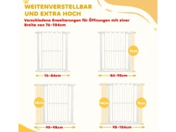 PawHut Türschutzgitter Stahl Kunststoff Weiß 76-104B x 94H cm