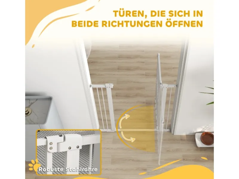 PawHut Türschutzgitter Stahl Kunststoff Weiß 76-104B x 94H cm