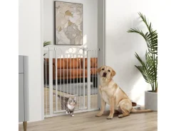 PawHut Türschutzgitter Stahl Kunststoff Weiß 76-104L x 106H cm