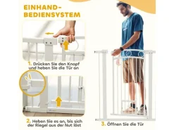PawHut Türschutzgitter Stahl Kunststoff Weiß 76-104L x 106H cm