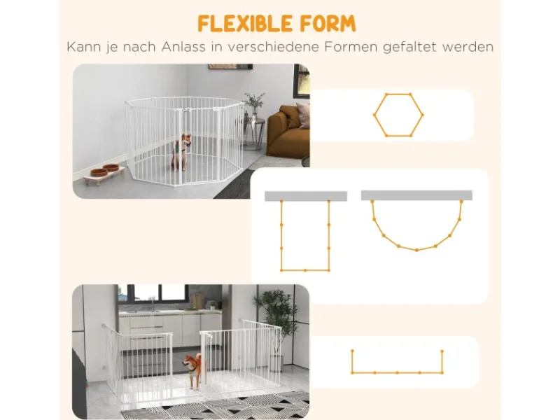 Outlet PawHut Welpenauslauf Klappbar 90 cm Hoch mit 8 Platten Tür
