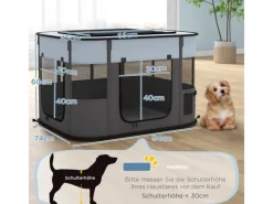 PawHut Welpenauslauf Oxford-Stoff Nylonnetz Grau 94L x 74B x 60H cm