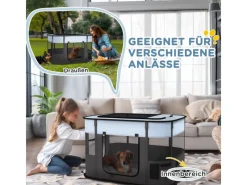 PawHut Welpenauslauf Oxford-Stoff Nylonnetz Grau 94L x 74B x 60H cm