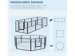 PawHut Welpenfreigehege Freigehege Welpenzaun Laufgitter Laufstall 80 x 60 cm