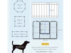 PawHut Welpenfreigehege Freigehege Welpenzaun Laufgitter Laufstall 80 x 60 cm