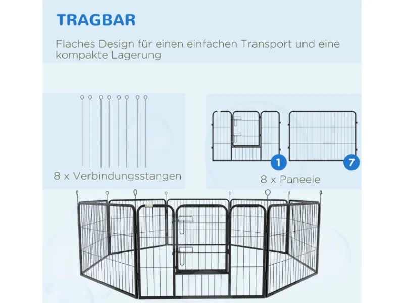 PawHut Welpenfreigehege Freigehege Welpenzaun Laufgitter Laufstall 80 x 60 cm