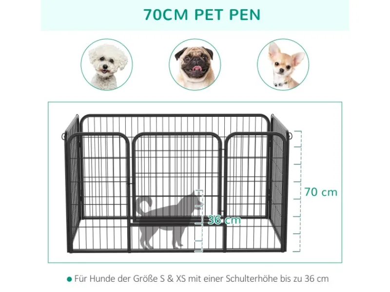 PawHut Welpenfreigehege Freigehege Laufgitter Welpenzaun 70 x 80 cm