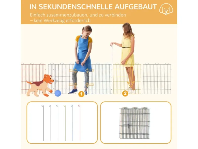 PawHut Welpenlaufstall 6 Stücke 60 cm DIY Laufstall mit Tür