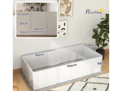 PawHut Wurfkiste für Welpen Kiefernholz MDF Weiß 196L x 96B x 48H cm