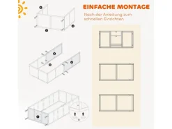 PawHut Wurfkiste für Welpen Kiefernholz MDF Weiß 196L x 96B x 48H cm