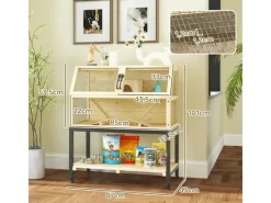 Discount PawHut Zwerghamsterkäfig Tannenholz Stahl Naturholz 87L x 43B x 101H cm