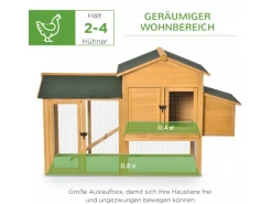 PawHut Zwerghühnerstall mit Auslauf Stange Nistkasten