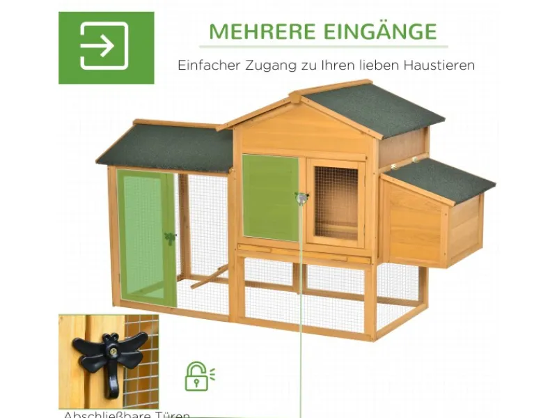PawHut Zwerghühnerstall mit Auslauf Stange Nistkasten