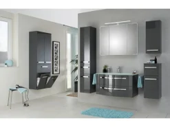 Clearance Pelipal Badmöbel-Set Serie 4005 3-tlg. 92 cm Lack Steingrau Hochglanz