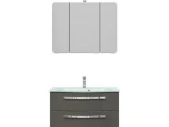 Clearance Pelipal Badmöbel-Set Serie 4005 3-tlg. 92 cm Lack Steingrau Hochglanz
