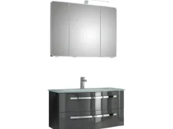 Clearance Pelipal Badmöbel-Set Serie 4005 3-tlg. 92 cm Lack Steingrau Hochglanz