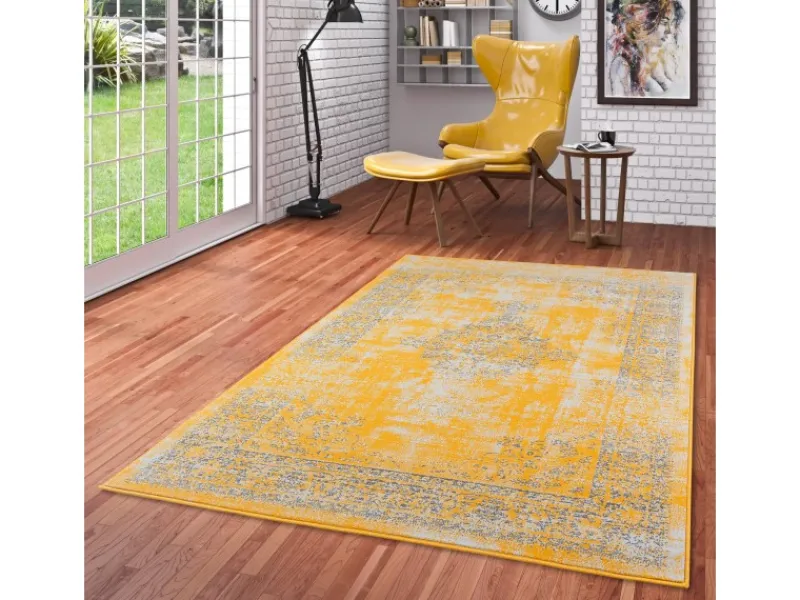 Sale Pergamon Designer Teppich Passion Vintage Bordüre Safran Gelb 140x200cm