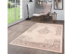 Best Pergamon Designer Teppich Passion Vintage Bordüre Rosa Beige 140x200cm