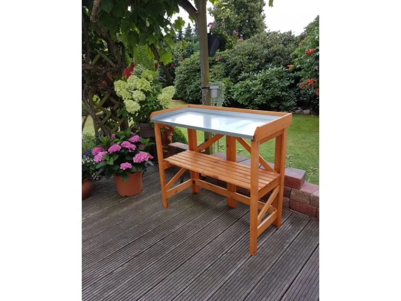 Promadino Pflanztisch klappbar mit verzinkter Arbeitsfläche 45 cm x 97 cm x 88 cm