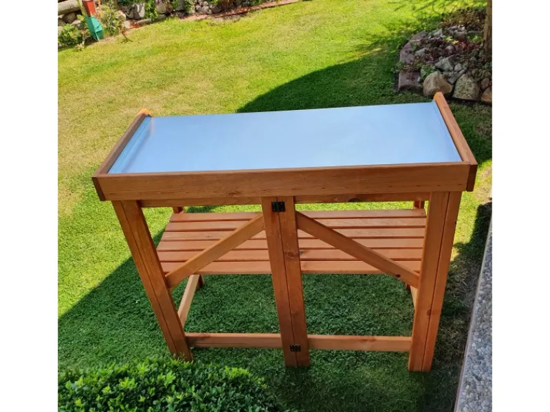 Promadino Pflanztisch klappbar mit verzinkter Arbeitsfläche 45 cm x 97 cm x 88 cm