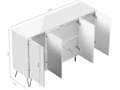 Posseik Sideboard Industrial P 4 Schubladen 4 Türen 155 cm Front