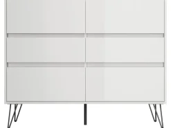 Outlet Posseik Sideboard Industrial M 6 Schubladen 120 cm Weiß Hochglanz