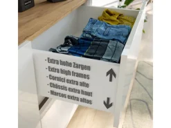 Discount Posseik Sideboard Industrial K 3 Schubladen 1 Tür 80 cm Top Weiß Eiche