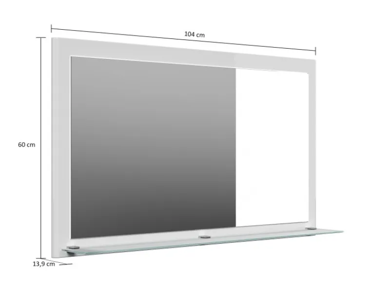 Posseik Spiegel Elite Glasablage farbig eingerahmt 104 cm x 60 cm Hochglanz