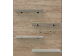 Discount Posseik Wandregal Elite 4 Glasablagen 52 cm x 60 cm Eiche