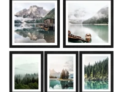 Outlet Pro Art Bilder Framed Art Mountain Lake IX 2x 28 cm x 28 cm, 3x 19 cm x 24 cm