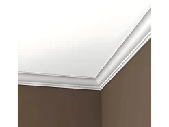 PROFHOME 650105 Eckleiste Stuckleiste Deckenleiste Zierleiste Stoßfest 2 m 200 cm x 6,3 cm x 6,0 cm Weiß