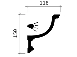 PROFHOME 150209 Eckleiste Zierleiste für indirekte Beleuchtung Stuckleiste 2 m 200 cm x 11,8 cm x 15 cm Weiß