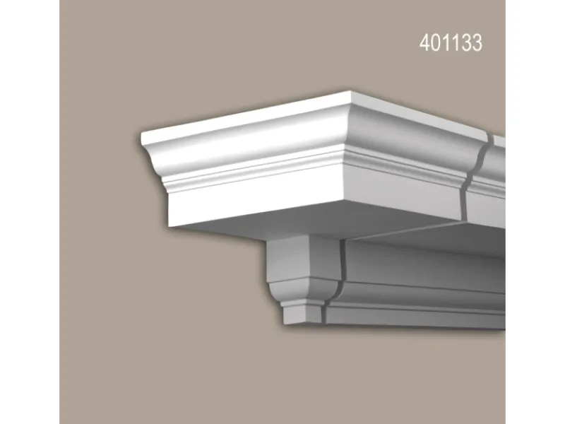 PROFHOME 401133 Stirnelement Außenstuck Zierelement Fassaden Element 36 cm x 36 cm x 26,5 cm Weiß