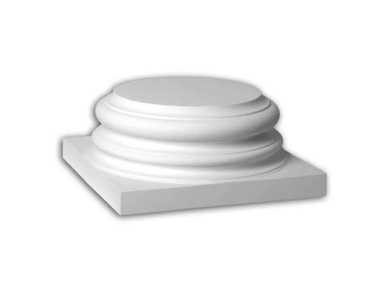 PROFHOME 443202 Vollsäulen Sockel Fassadenstuck Säule Fassaden Element 27,2 cm x 27,2 cm x 11,5 cm Weiß