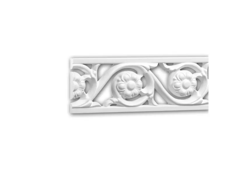 New PROFHOME 151369 Wand- und Friesleiste Stuckleiste Zierleiste Friesleiste 2 m 200 cm x 1,1 cm x 5,4 cm Weiß