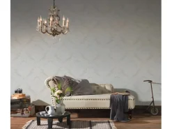 Outlet PROFHOME 554338-GU Barock Tapete Ornament Schimmernd Weiß Perl-Weiß 0,53 m x 10,05 m 5,33 m2 Weiß