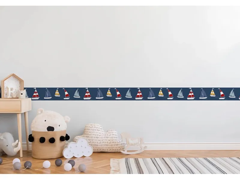 Online PROFHOME 403757-GU Grafik Tapete Kindertapete Matt Blau Rot Gelb 0,75 m2 0,15 m x 5,00 m 0,75 m2 Blau