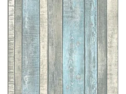 Outlet PROFHOME 319932-GU Holz Tapete Holzoptik Matt Blau Grau Creme 0,53 m x 10,05 m 5,33 m2 Blau