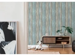 Outlet PROFHOME 319932-GU Holz Tapete Holzoptik Matt Blau Grau Creme 0,53 m x 10,05 m 5,33 m2 Blau