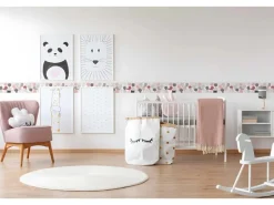 PROFHOME 403741-GU Tiermotiv Tapete Kindertapete Matt Rosa Grau Weiß 0,75 m2 0,15 m x 5,00 m 0,75 m2 Rosa