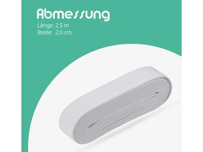 ProHome Gummiband 2,5 m x 2,0 cm Weiß