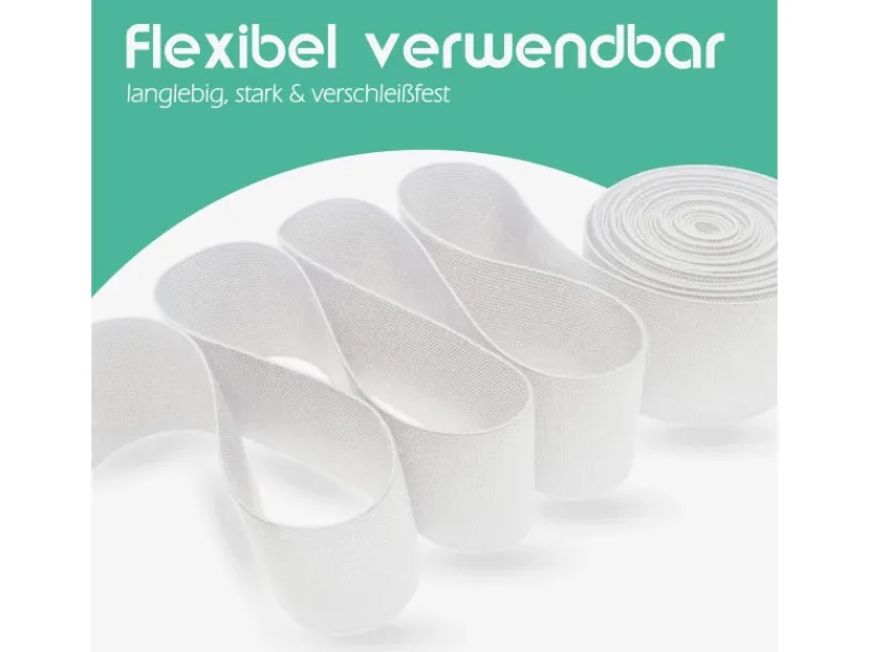 ProHome Gummiband 2,5 m x 2,0 cm Weiß